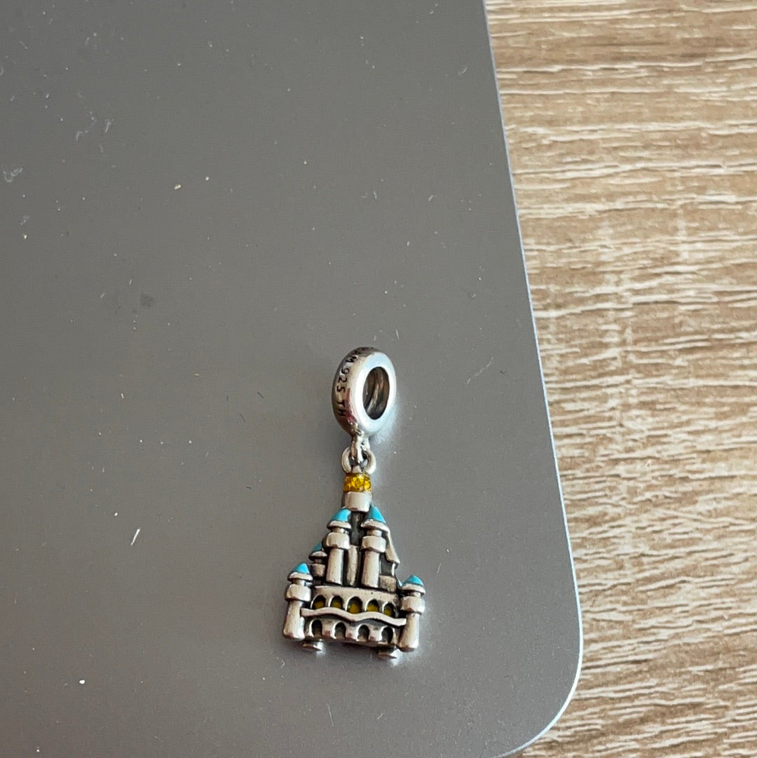 Genuine Chamilia Enamel Disneyland Princess Cinderella Castle Dangle Charm