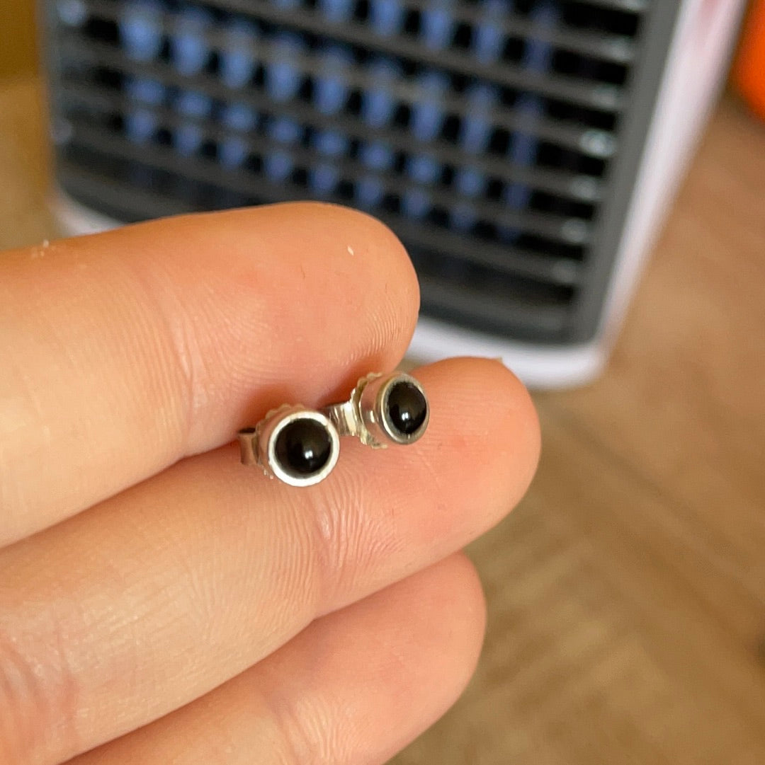 Genuine Pandora RARE Onyx Stone Earrings Studs