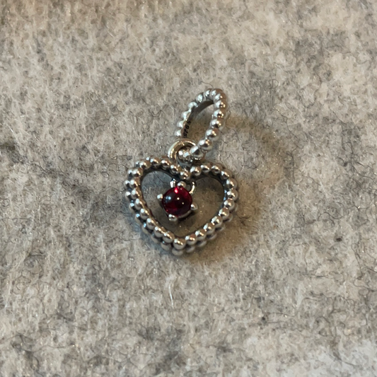 Genuine Pandora January Garnet Birthstone Beaded Heart Dangle