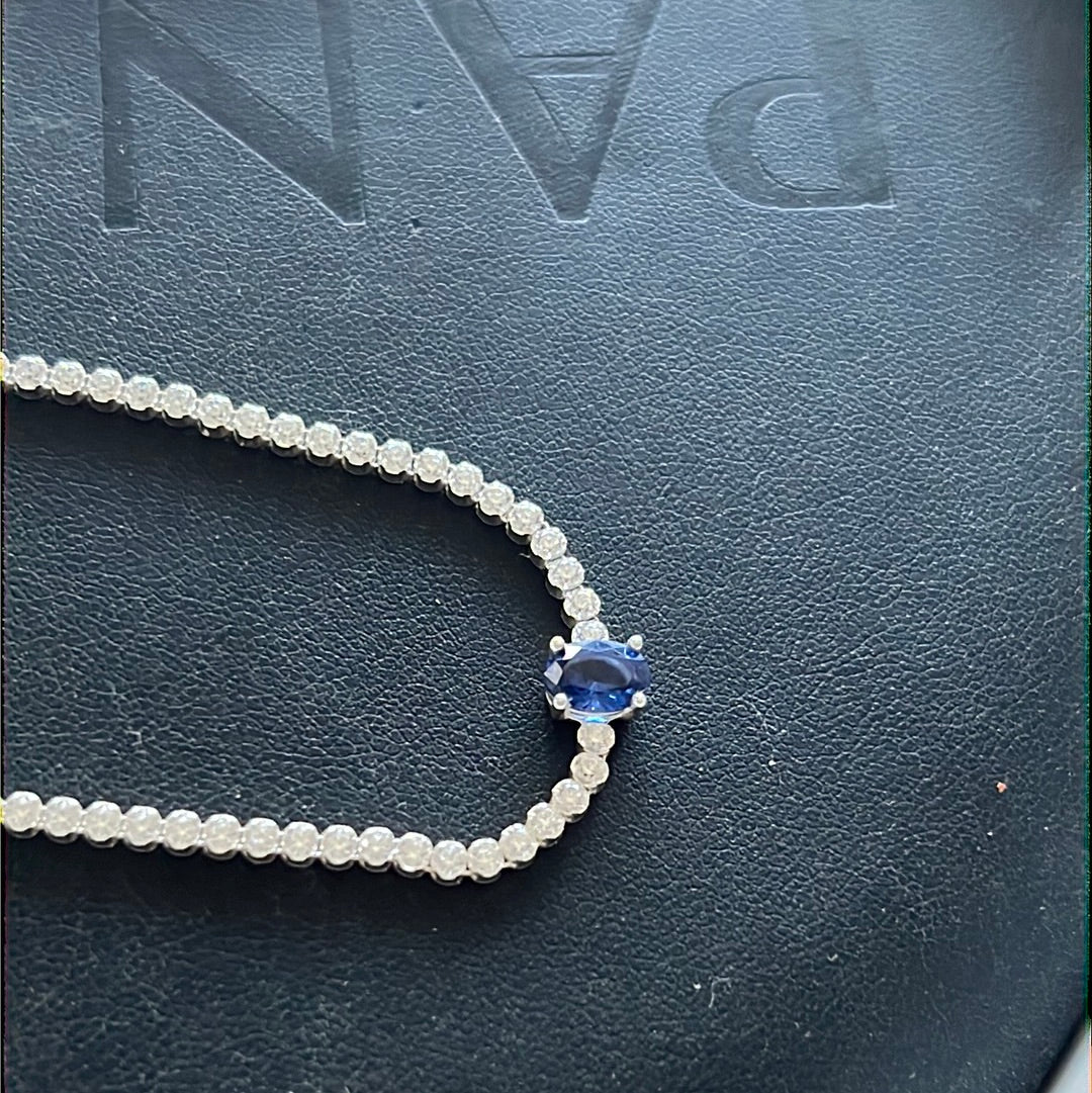 Genuine Pandora Pave Blue and Clear Sparkling Adjustable Bracelet Size 1 18cm
