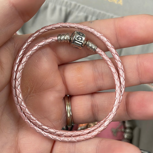 Genuine Pandora Double Wrap Leather Bracelet in Pink