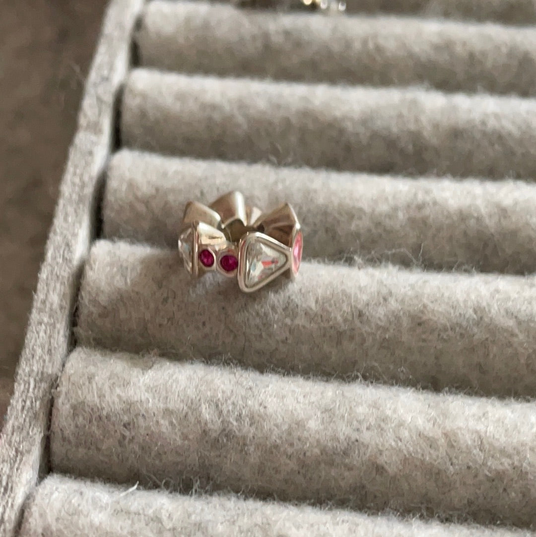 Genuine Chamilia Pink and Clear Bow Stone Spacer