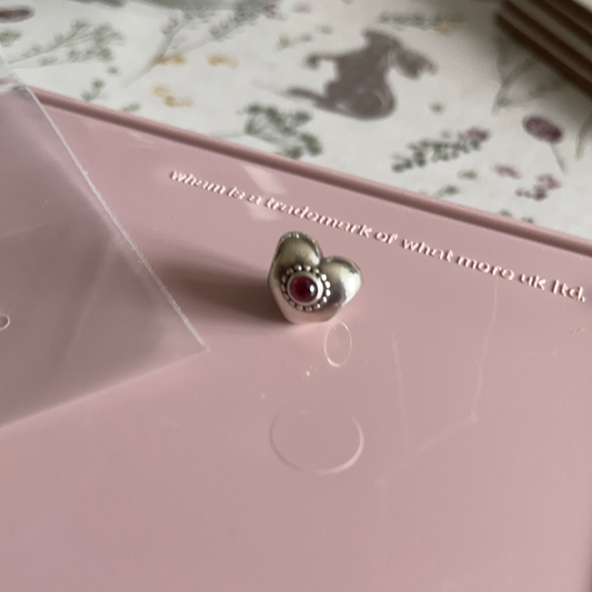 Genuine Pandora Rare Rhodolite Pink Heart Charm