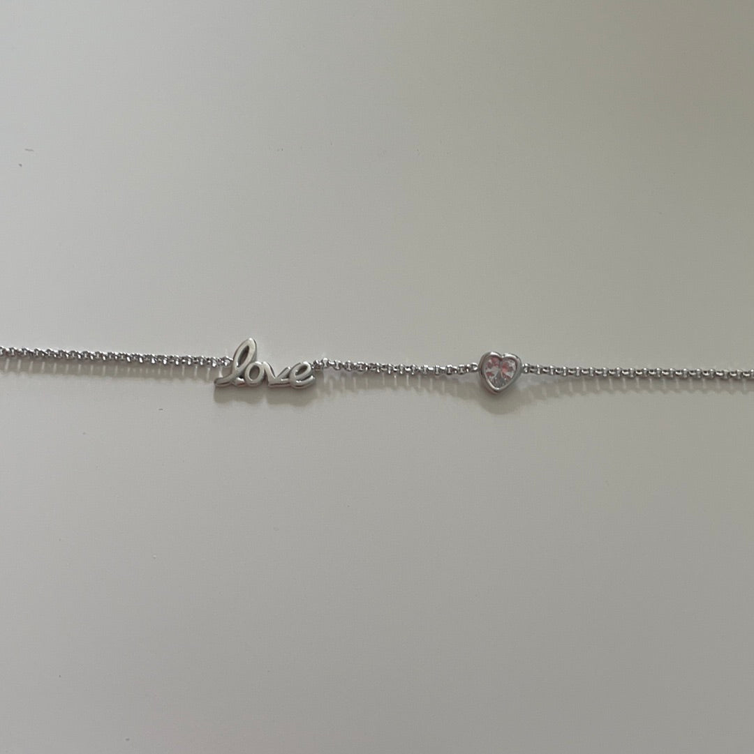 Brand New Love and CZ Heart Adjustable Bracelet