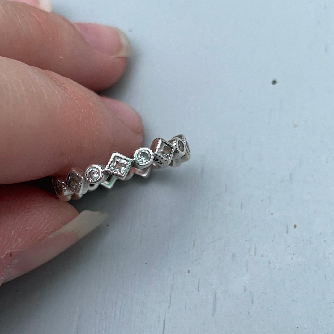 Genuine Pandora Clear CZ Geometric Shape Ring Size 56