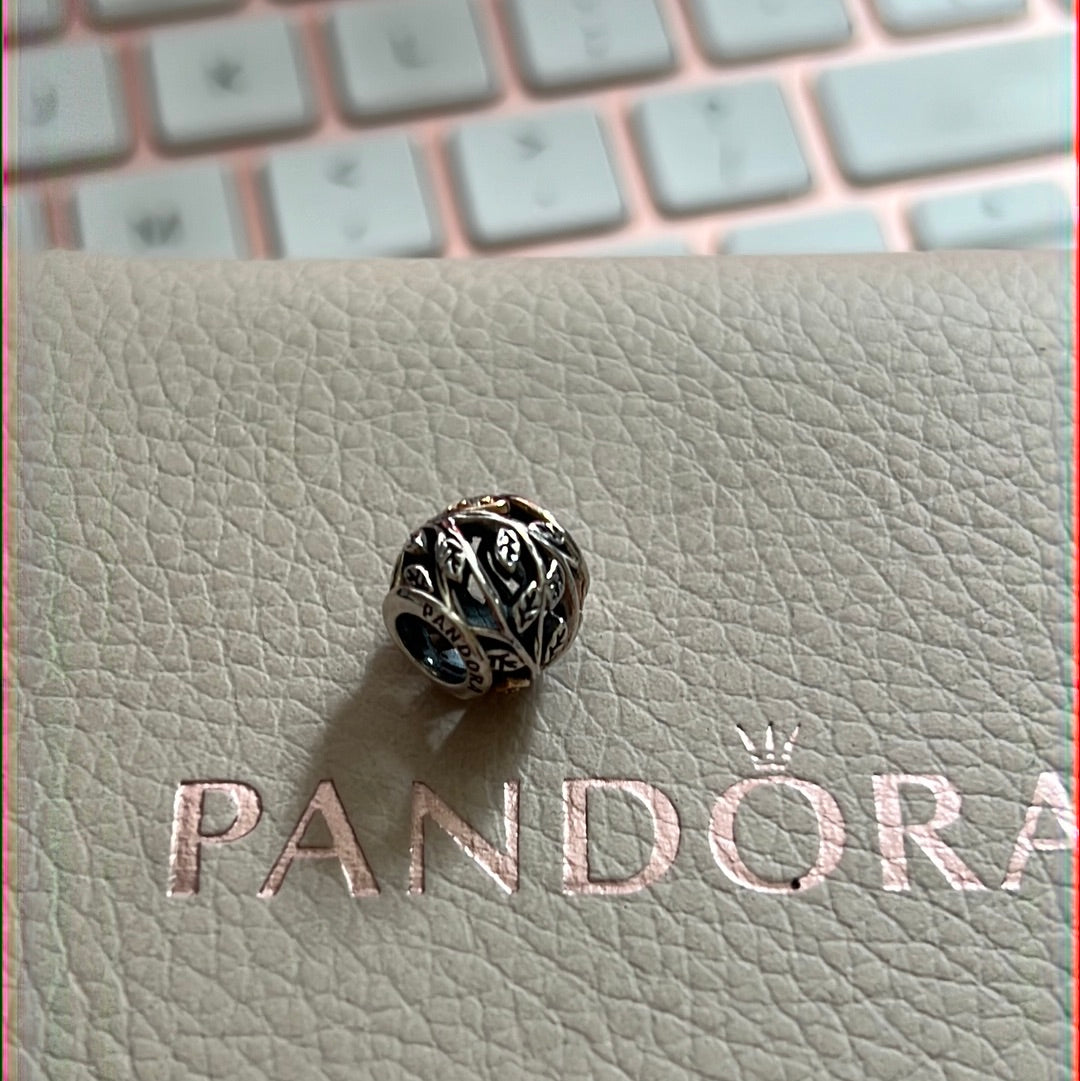 Genuine Pandora Two Tone Tumbling Leaves Family Tree Cz Pave RARE