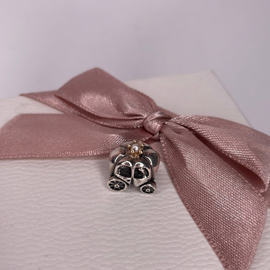 Genuine Pandora Two Tone Pearl Carriage Princess Disney Pumpkin Charm