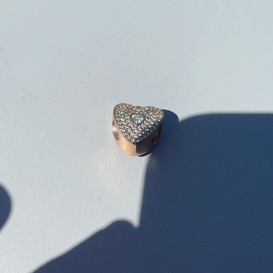 Genuine Pandora Rose Gold Pave Clear CZ Heart Charm