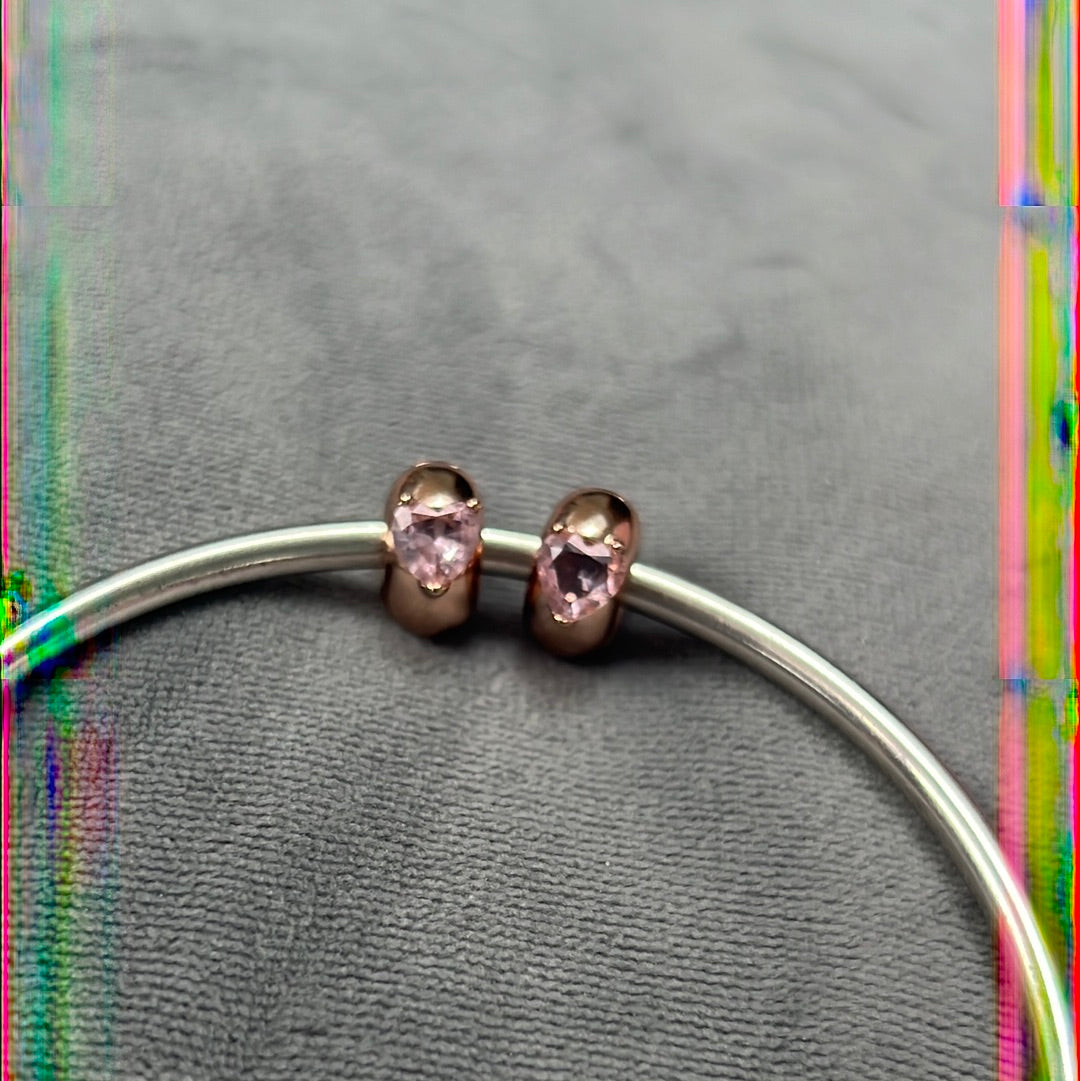 Genuine Pandora Rose Gold Pink Heart Solitaire Clips