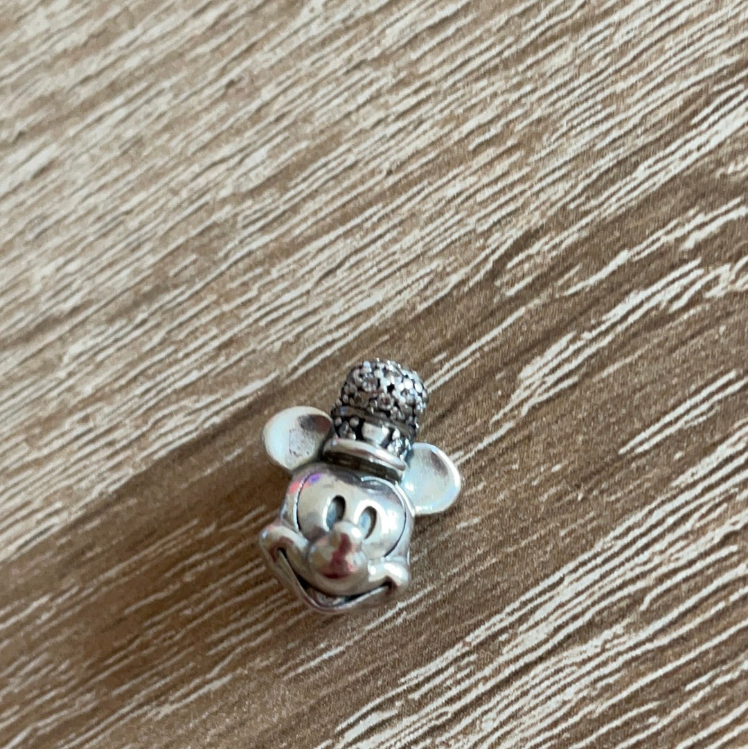 Genuine Pandora Disney Mickey Mouse Steamboat Willie With Pave Hat HTF