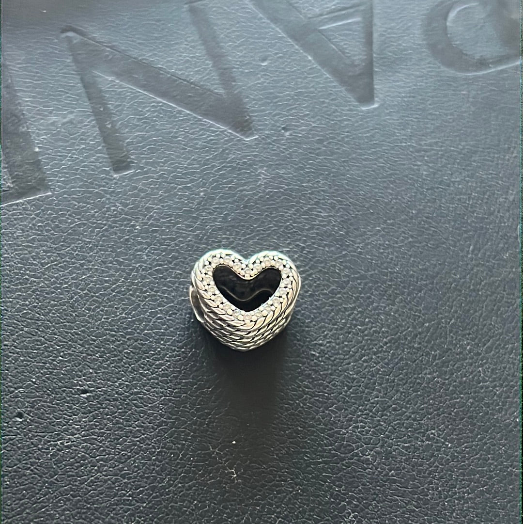 Genuine Pandora Pave Rope Heart Charm