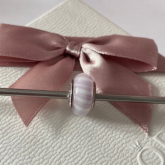 Genuine Pandora Pink OR Grey Candy Stripe Murano Charm