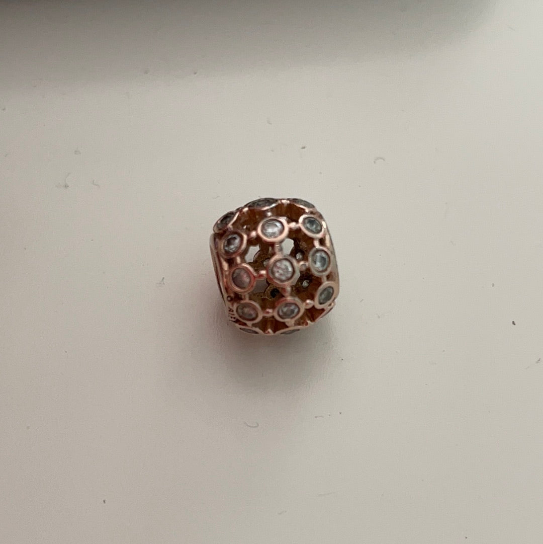 Genuine Pandora Rose Gold Clear Cz Charm Openwork