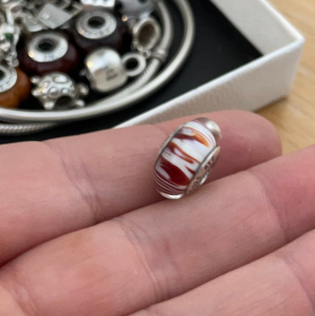 Genuine Pandora Rare Siberian Tiger Print Animal Murano Charm