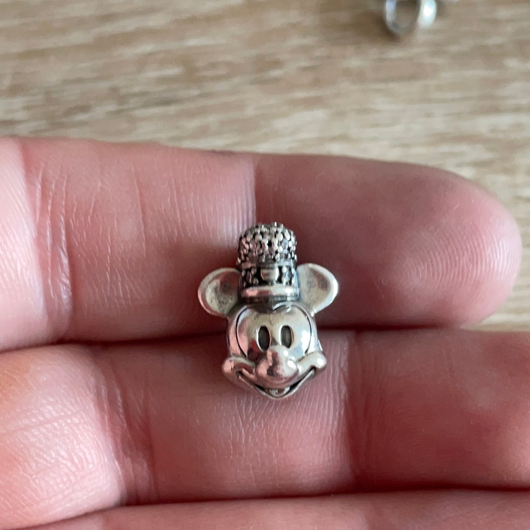 Genuine Pandora Disney Mickey Mouse Steamboat Willie With Pave Hat HTF