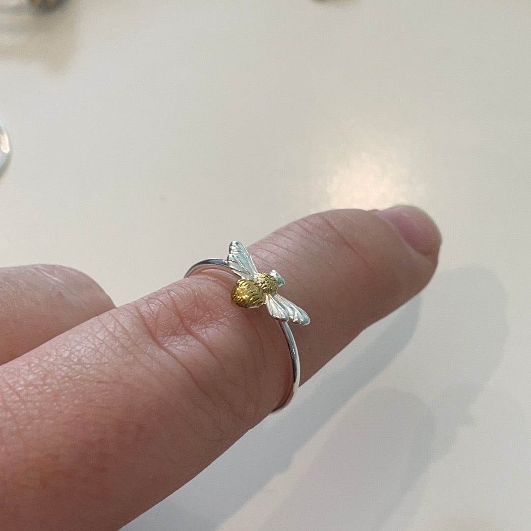 Brand New Gold Plated Sterling SIlver Bumble Bee Ring 2 Sizes