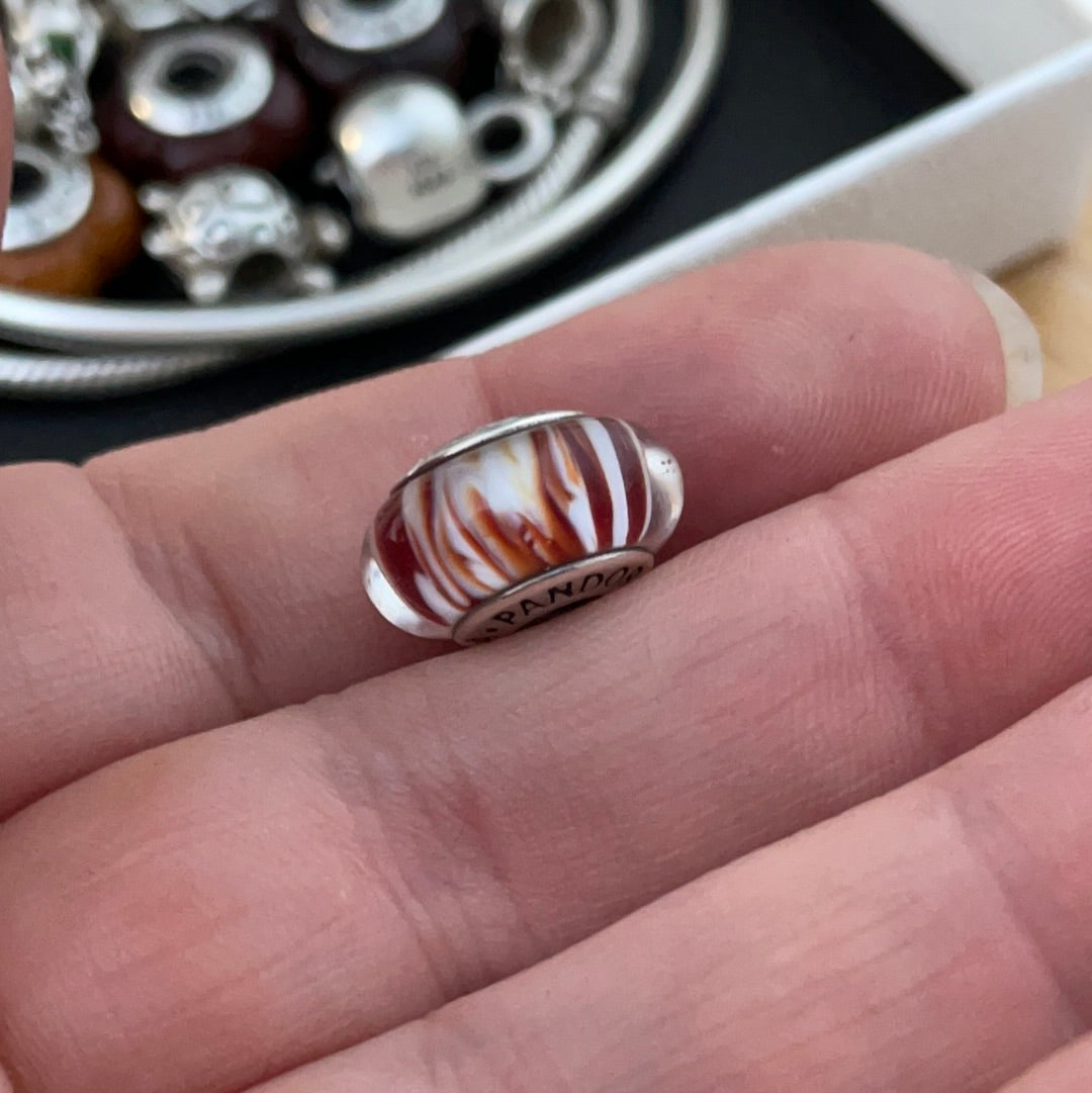 Genuine Pandora Rare Siberian Tiger Print Animal Murano Charm