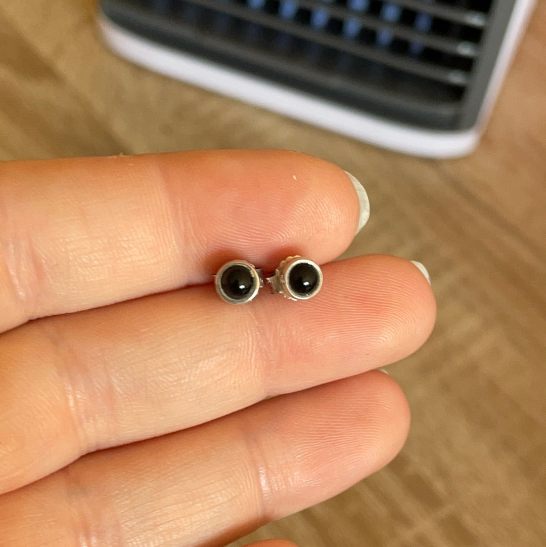 Genuine Pandora RARE Onyx Stone Earrings Studs