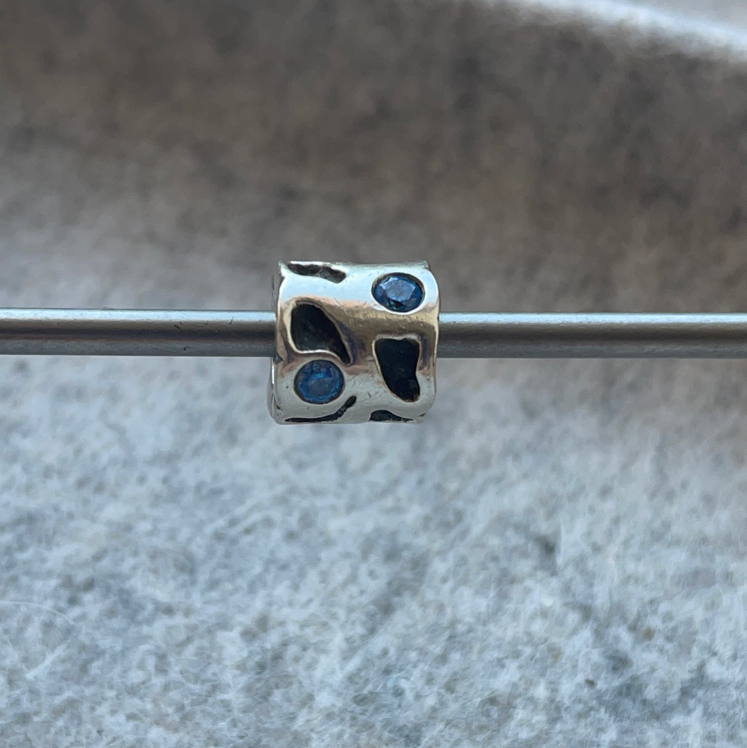 Genuine Pandora Silver Blue Pond CZ Stone Charm Retired