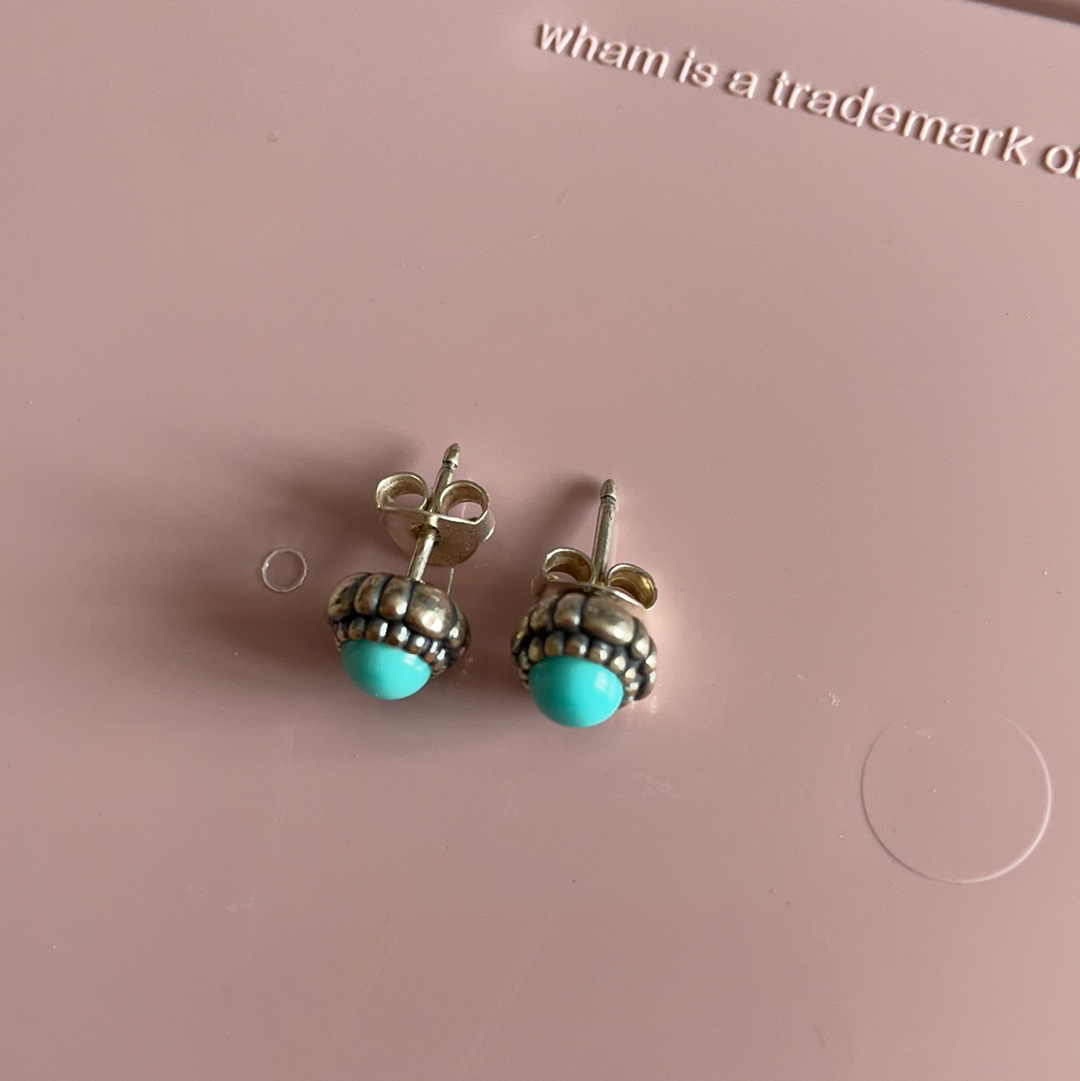 Genuine Pandora Teal Turquoise Birthstone Earrings