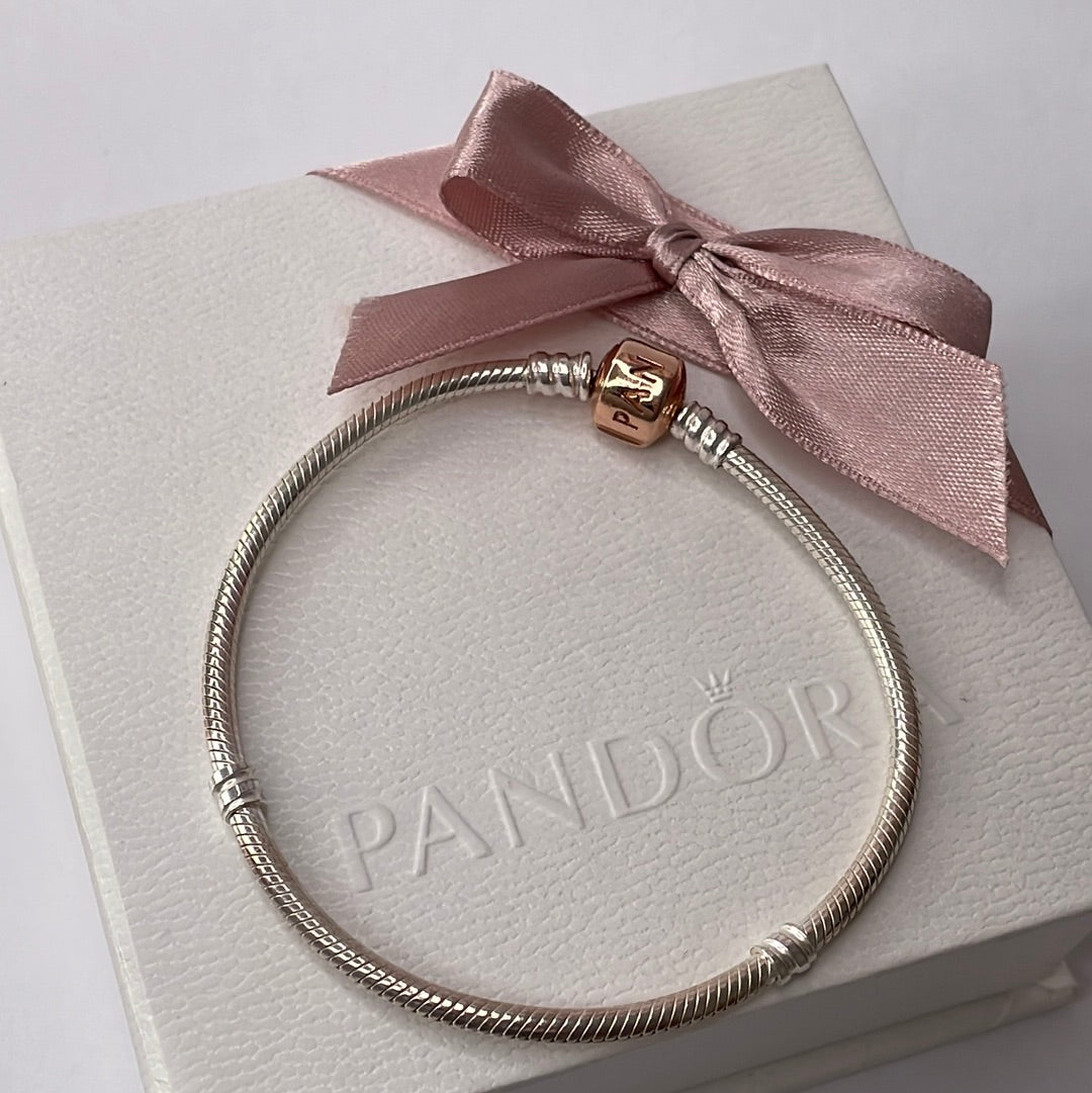 Genuine Pandora Rose Gold Clasp SnakeChain Bracelet Sizes