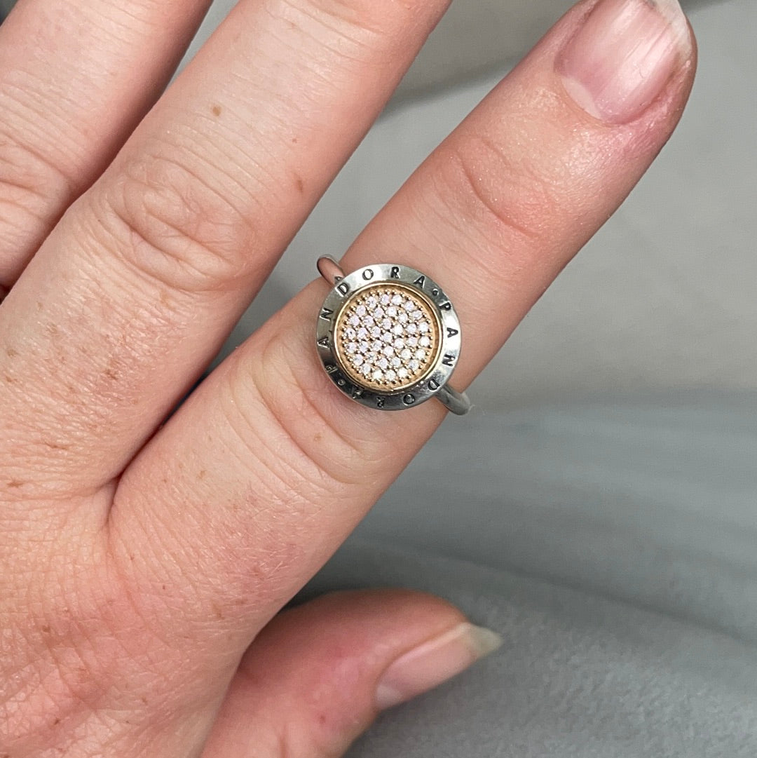 Pandora signature ring two on sale tone