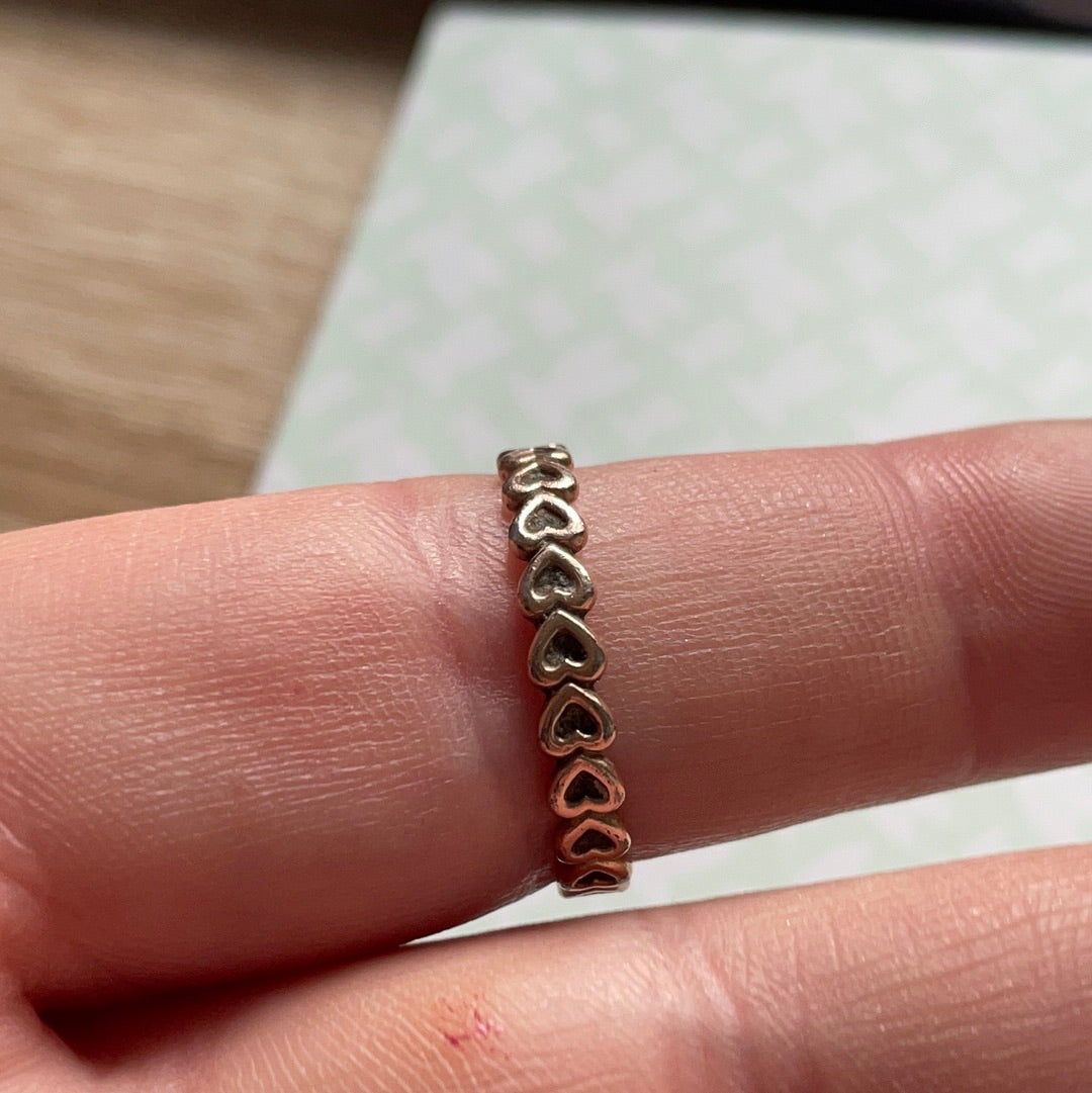 Genuine Pandora Rose Gold Openwork Heart Band Ring 52