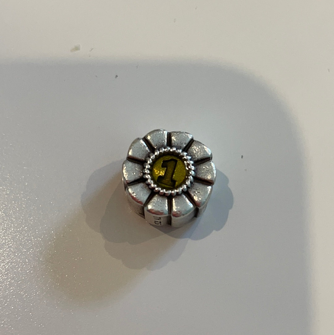 Genuine Pandora Rare 1st Place Rosette Yellow Enamel Charm