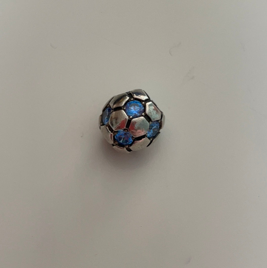 Genuine Pandora Blue HTF Cz Football Charm