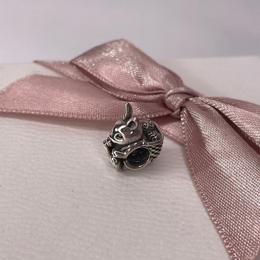 Genuine Pandora Rabbit Easter Bunny With Basket of Eggs Charm