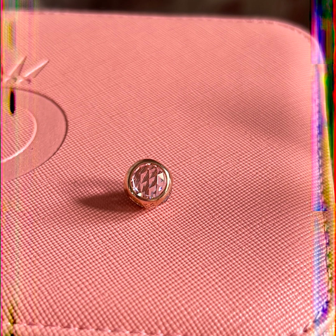 Genuine Pandora Rose Gold Poetic Pink Droplet Stone, Trio Charm