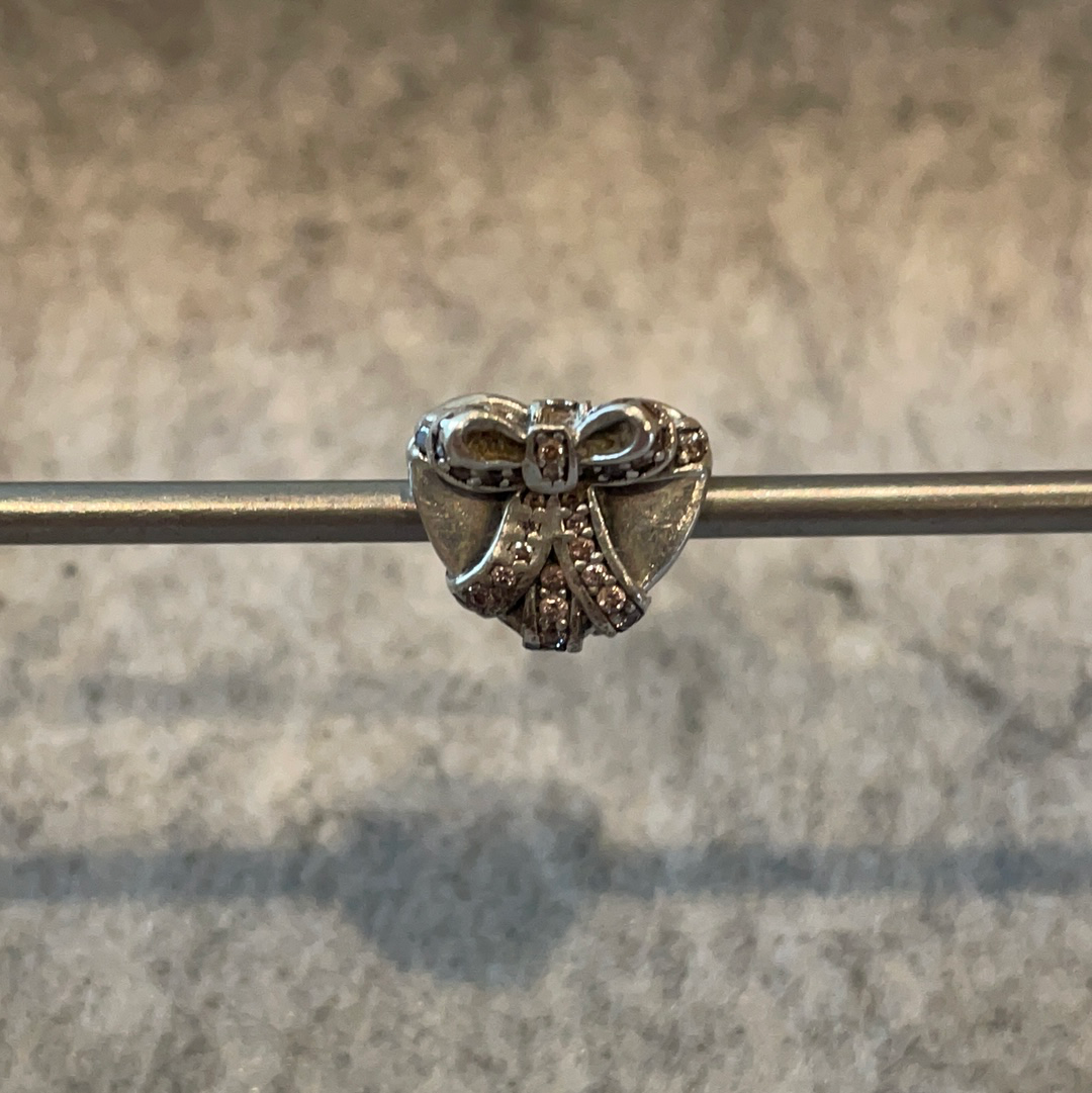 Genuine Pandora Heart Shaped Present Pave Bow Charm