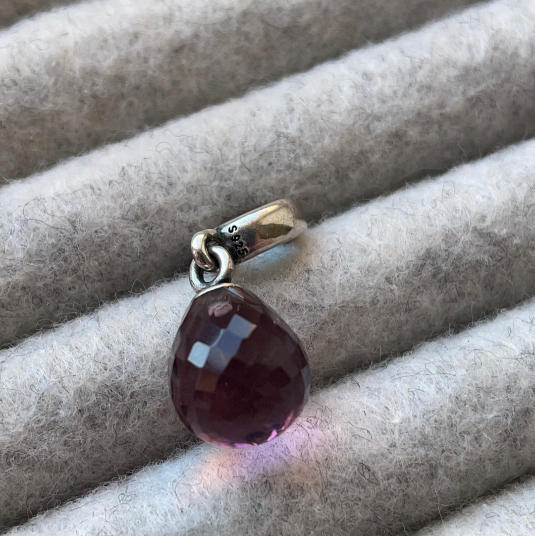 Genuine Pandora Purple Faceted Murano Dangle Charm