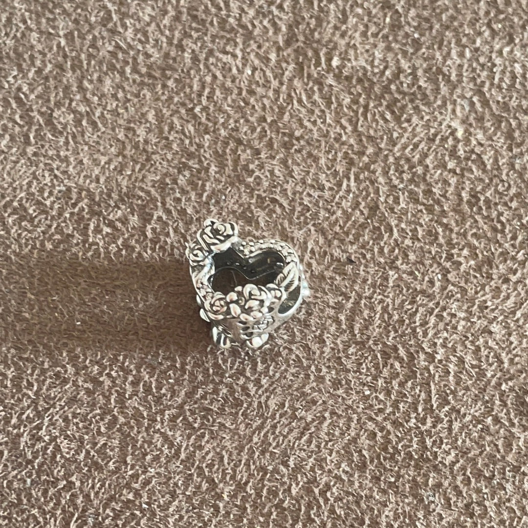 Genuine Pandora Pave Sparkling Open Roses and Flowers Charm