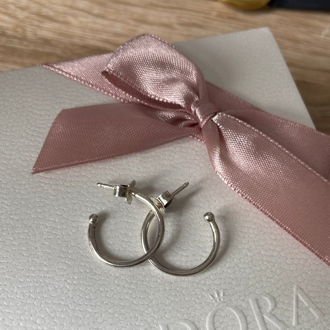 Genuine Pandora Plain Hoops Compose Earrings