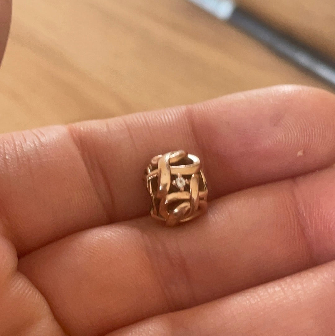 Genuine Pandora Rose Gold Woven Infinity With CZ Openwork Charm