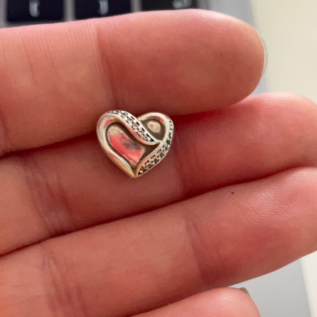 Genuine Pandora Clear Pave Heart Charm