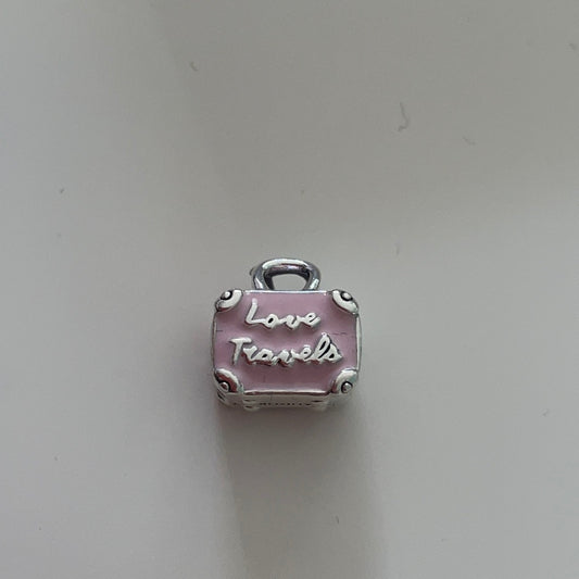 Genuine Pandora Pink Enamel Suitcase Travel Charm 'Love Travels'