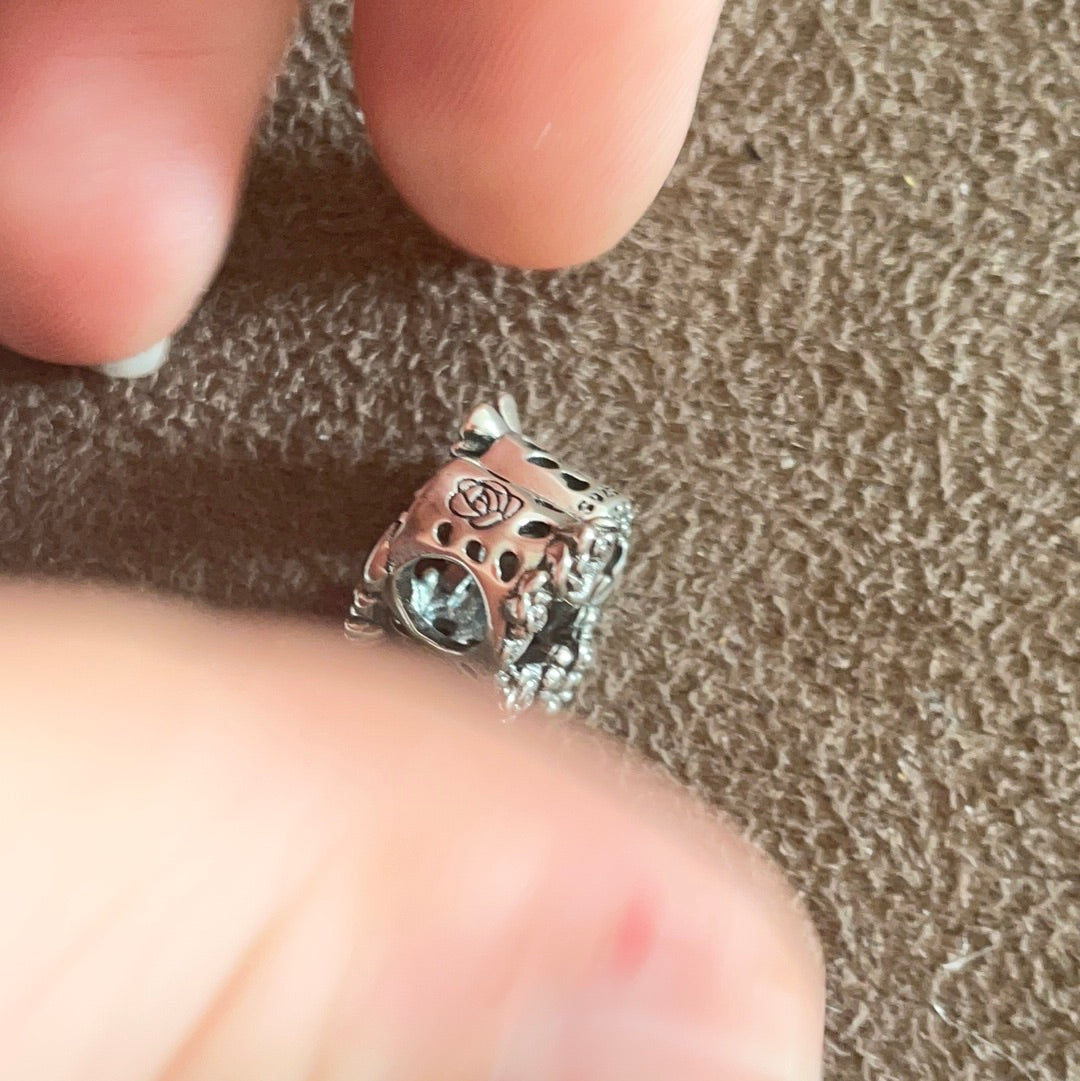 Genuine Pandora Pave Sparkling Open Roses and Flowers Charm