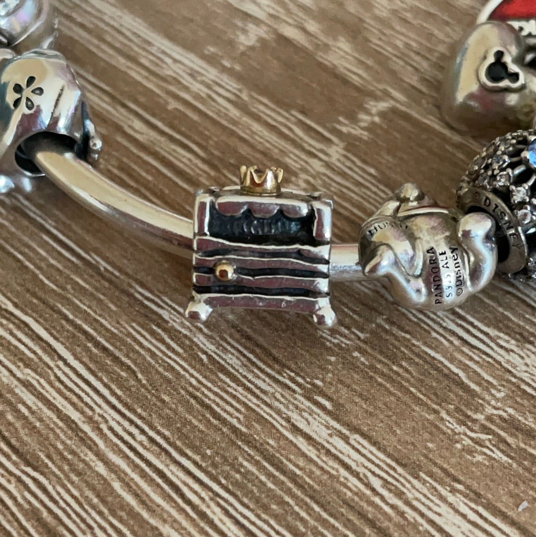 Genuine Pandora Two Tone Princess and the Pea RARE HTF Charm with 14K Gold Crown