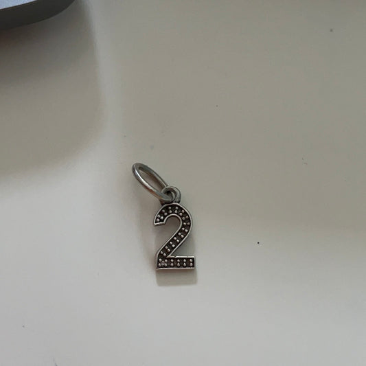 Genuine Pandora Number 2 Dangle Pave Charm