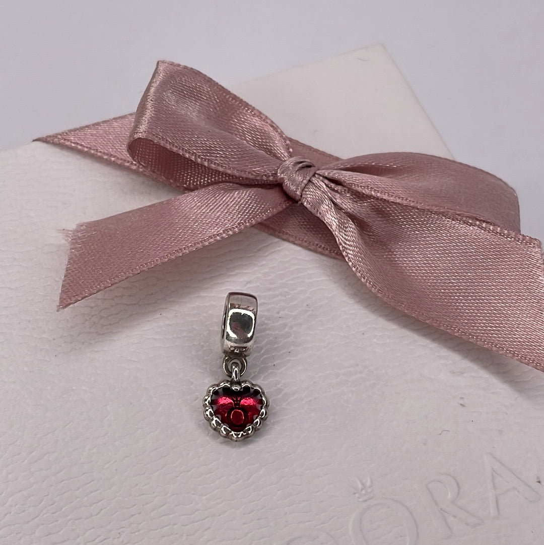 Genuine Pandora Red / Pink Heart Logo Enamel Dangle