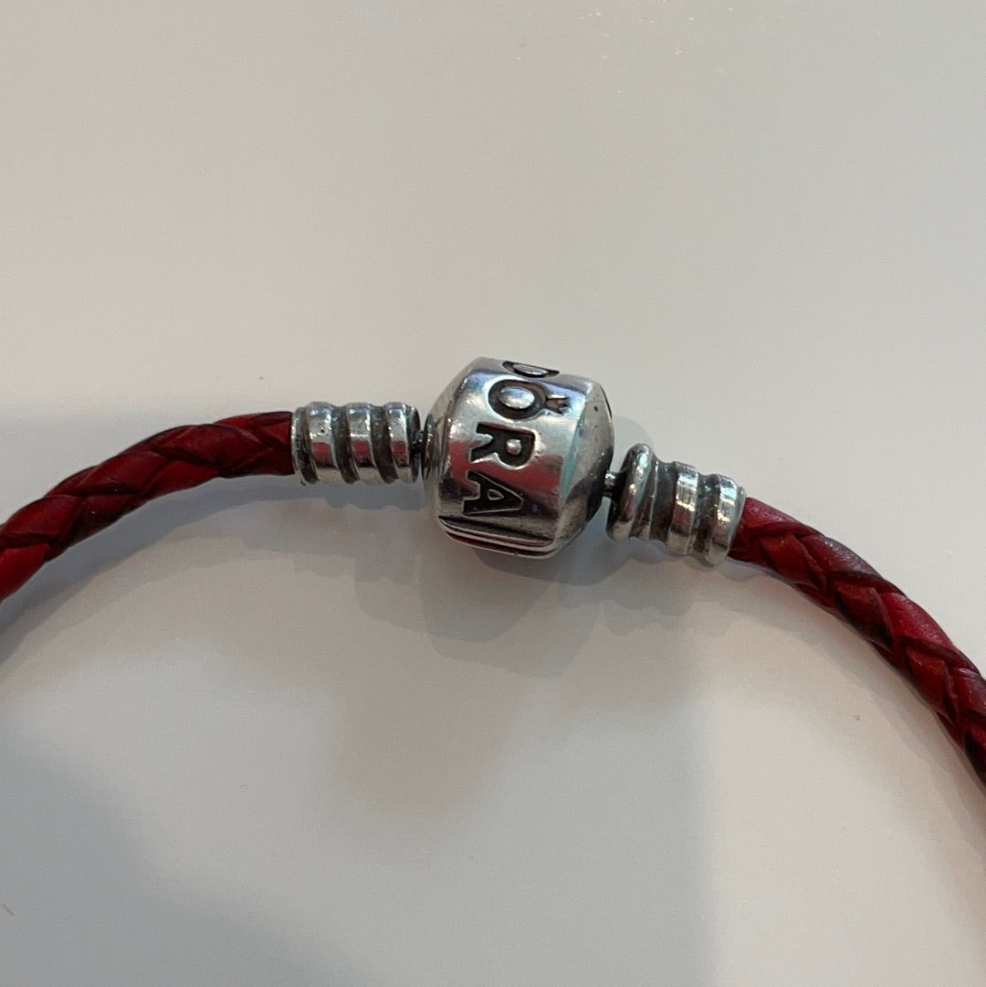 Genuine Pandora Red Leather Single Bracelet