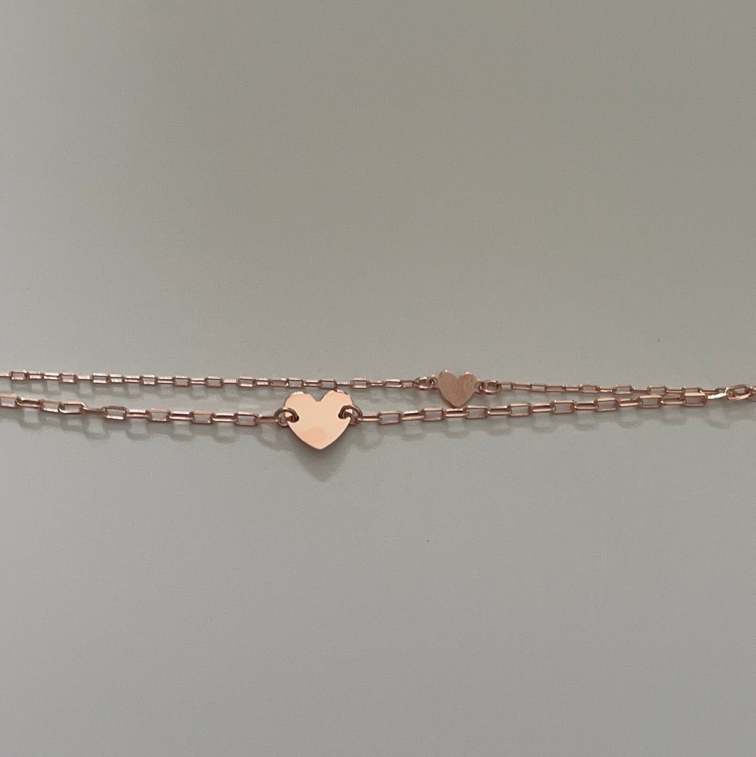 Brand New Rose Gold Hearts Double Strand Adjustable Bracelet