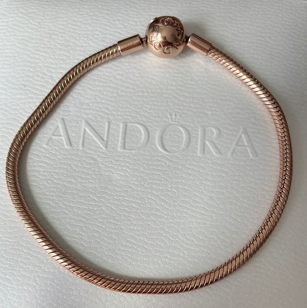 Genuine Rose Gold Pandora Moments Bracelet Smooth