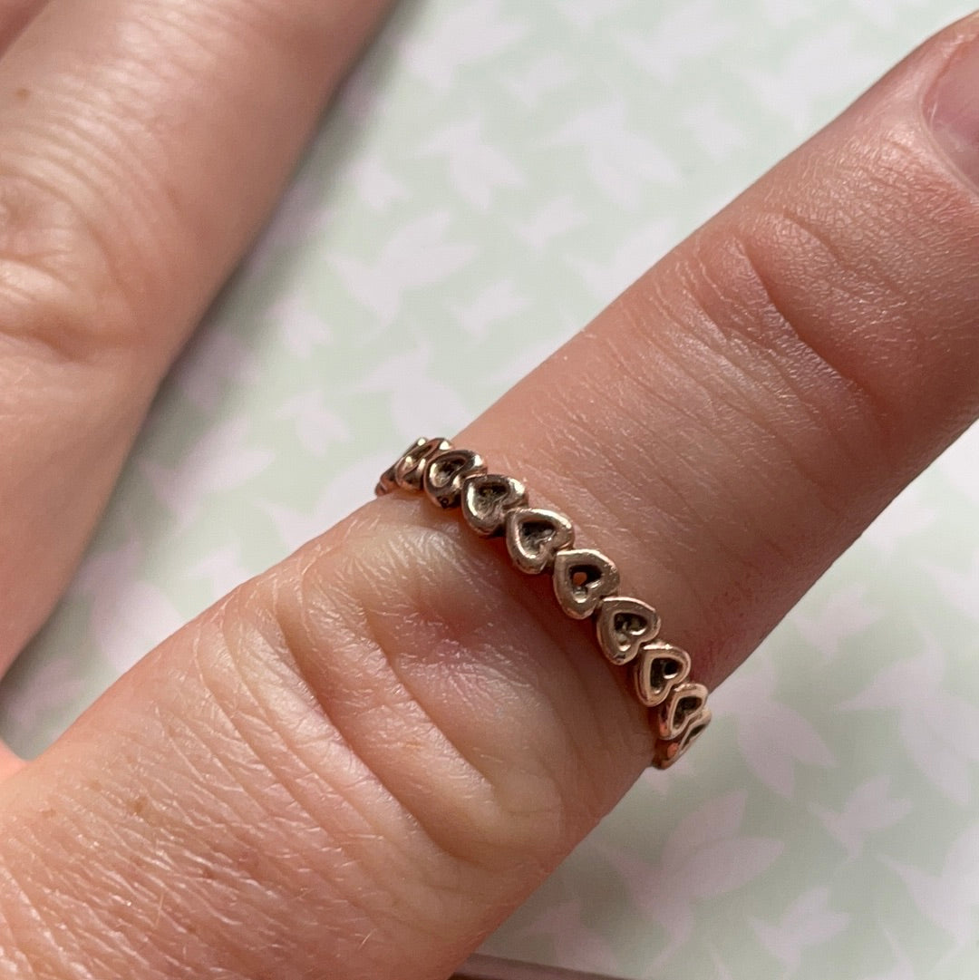 Genuine Pandora Rose Gold Openwork Heart Band Ring 52