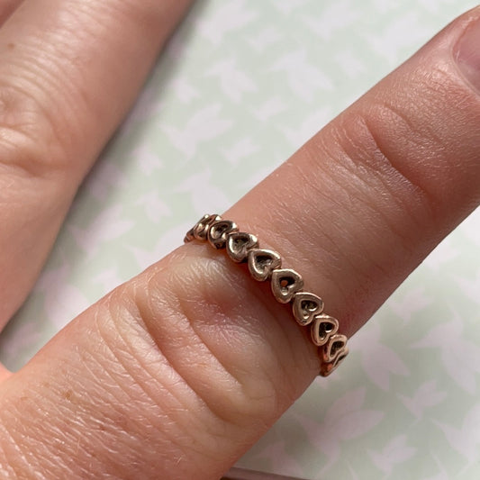 Genuine Pandora Rose Gold Openwork Heart Band Ring 52