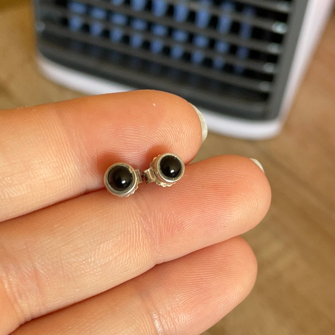 Genuine Pandora RARE Onyx Stone Earrings Studs