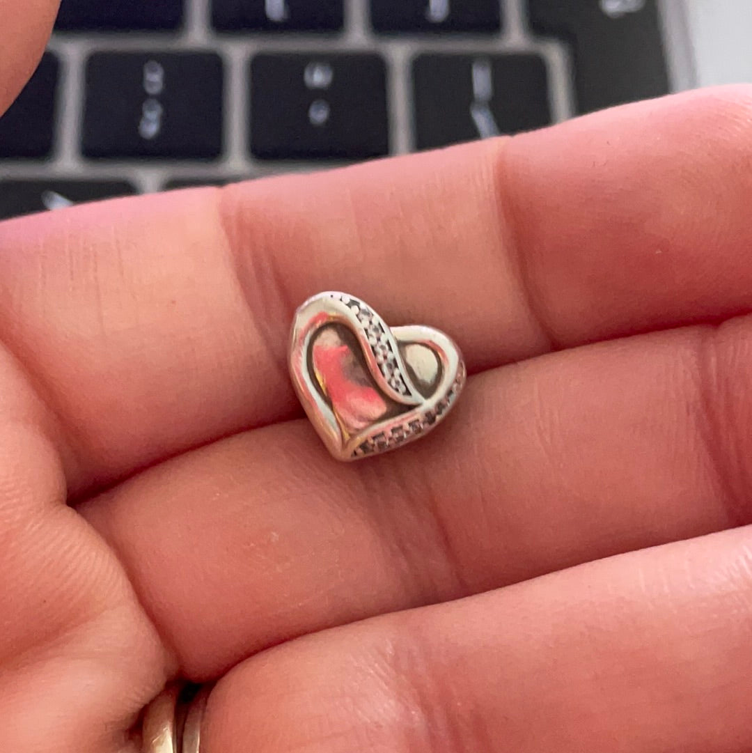 Genuine Pandora Clear Pave Heart Charm