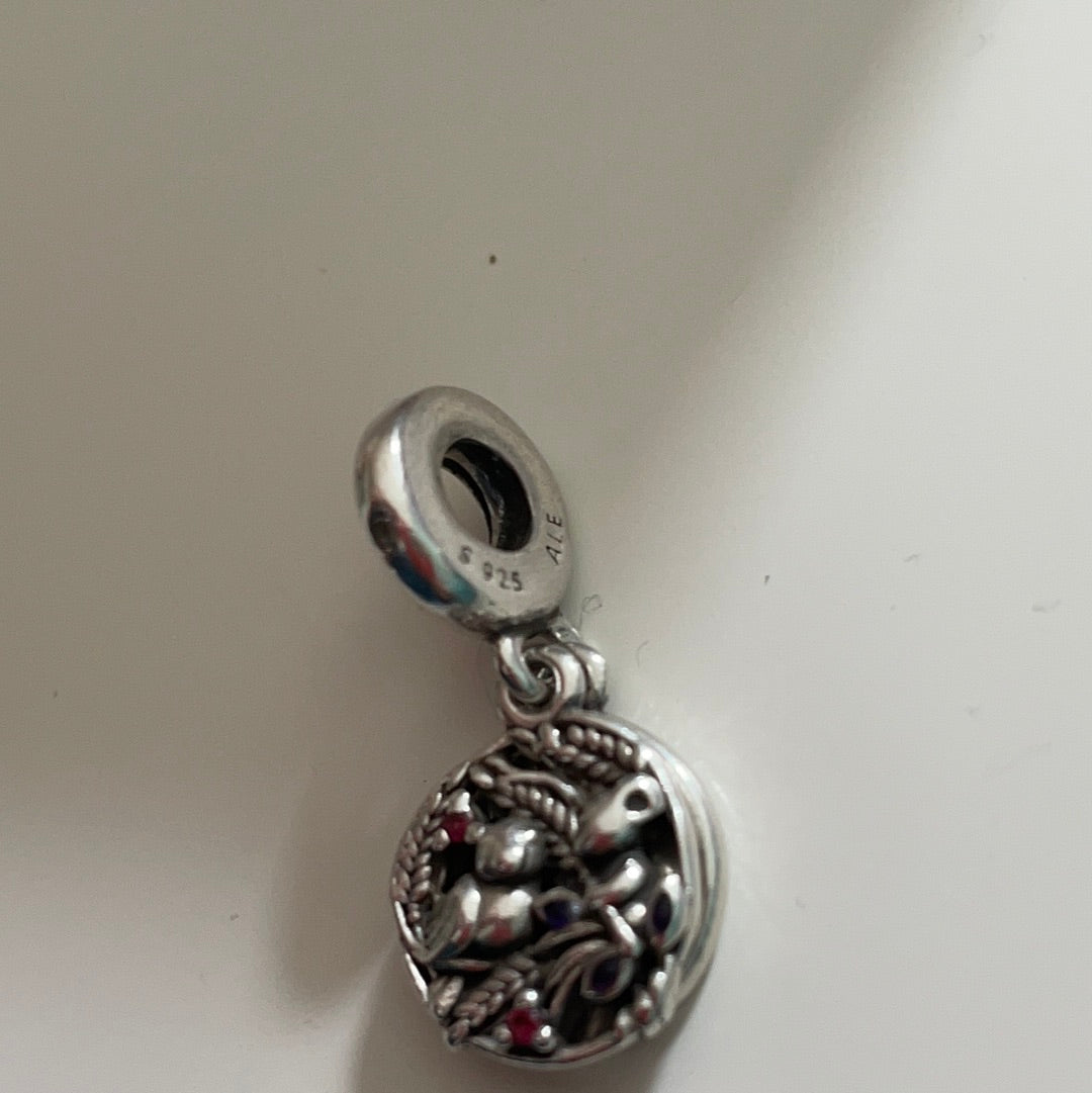 Genuine Pandora Always By Your Side Field Mouse and Baby Bird Pave Dangle